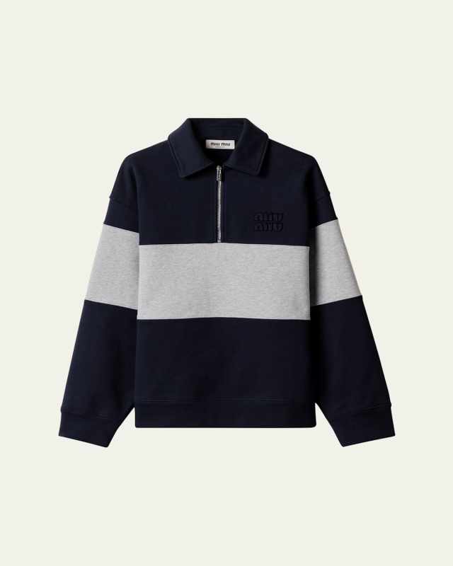 Stripe Quarter-Zip Felpa Polo Shirt